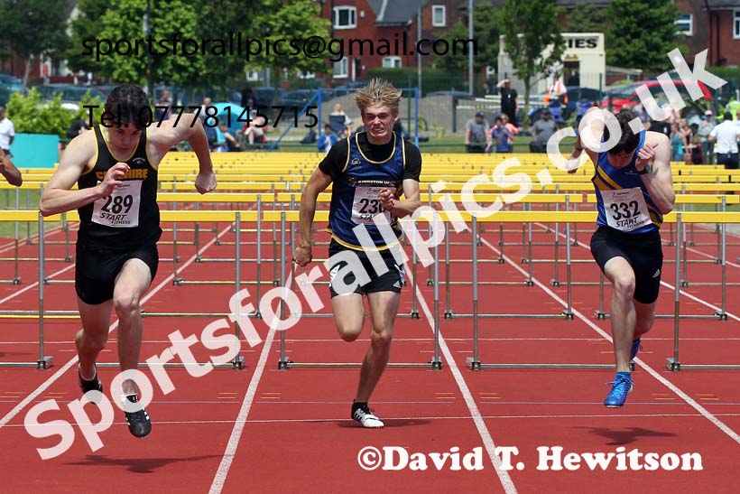 Mens under-20s 110 metres hurdles, 2021 Northern Senior and Under-20s Champs., Leigh. Photo: David T. Hewitson/Sports for All Pics